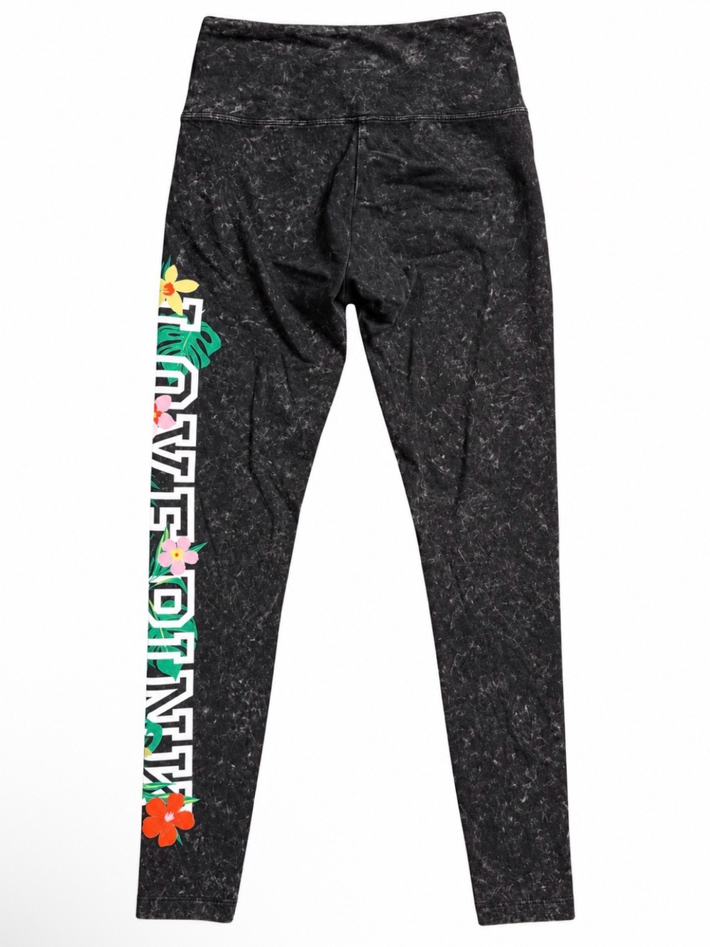 PINK Victoria's Secret Black Leggings with Floral Side Logo